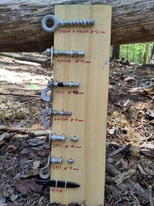 Planche pédagogique présentant les principaux types de points : broche scellée, goujon, HSL, spit, piton